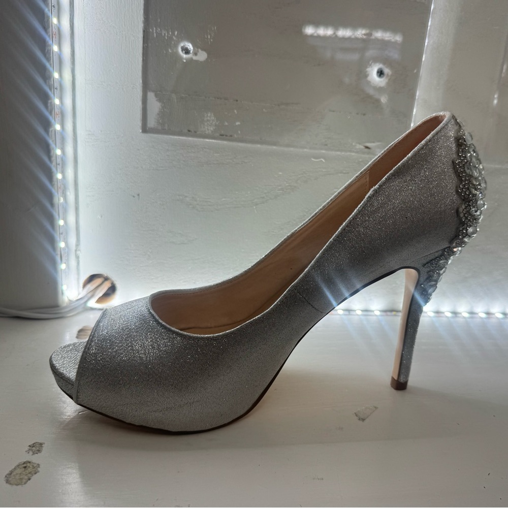 The Blossom Apparel Silver Peep-Toe Heels